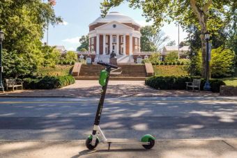 electric scooter in front of the UVA rotunda