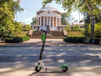 electric scooter in front of the UVA rotunda